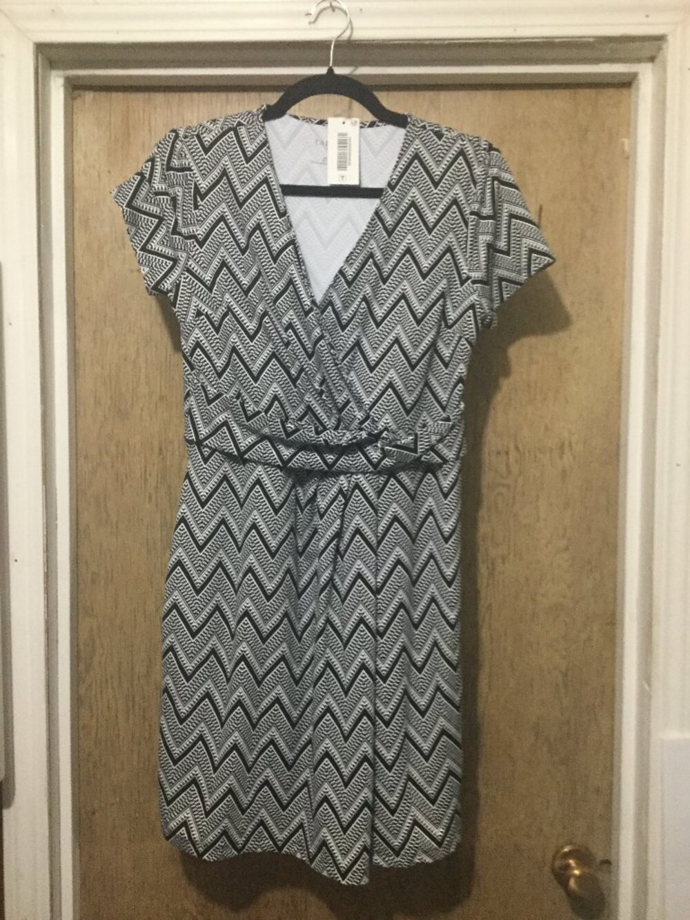 NWT Talbots black & white dress below knee short sleeve size Medium petite